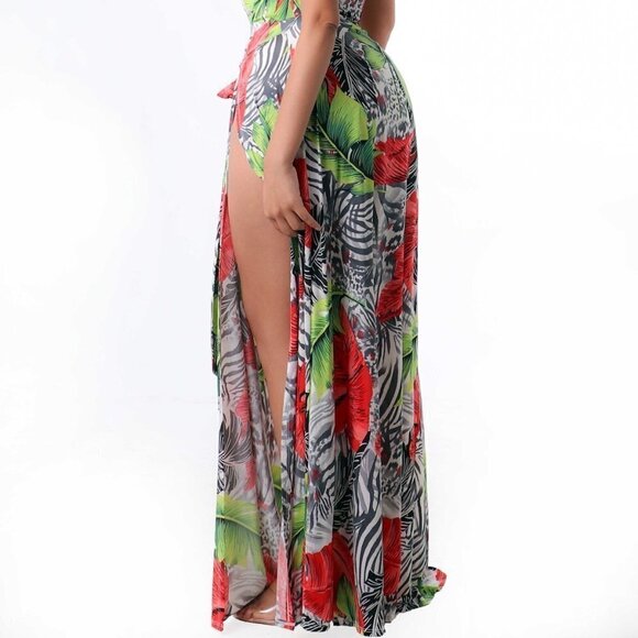 SEXY Wrap Style V neck Belted Sleeveless Maxi - Picture 4 of 6